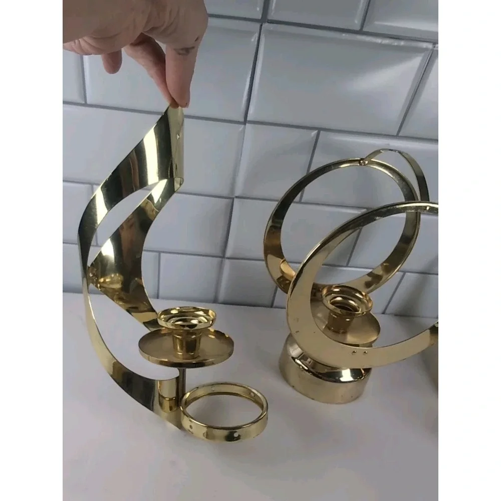 Vintage Mascot 3-piece Gold Tone Brass/Metal Wall Mount Sconces & Centerpiece